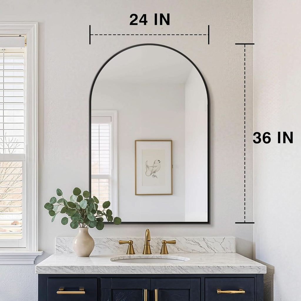 Arched Vanity Mirror 24 By 36 Inches Black Set Of Two