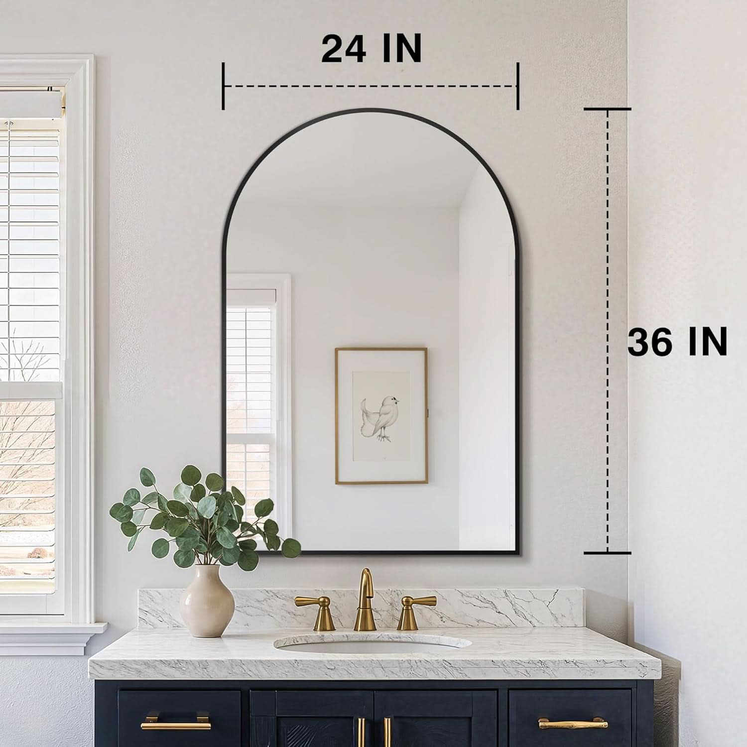 Arched Vanity Mirror 24 By 36 Inches Black Set Of Two