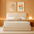 Queen Size Lift Up Storage Bed Curved Headboard Upholstered