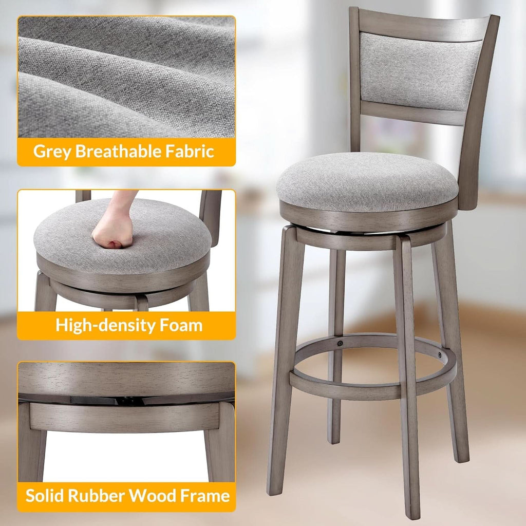 High Back Swivel Bar Stools Set of Two