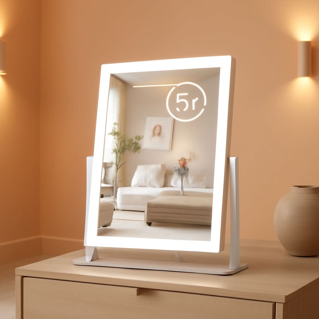 17In White Lighted Makeup Mirror 3 Color Lighting Modes And 5X Magnification