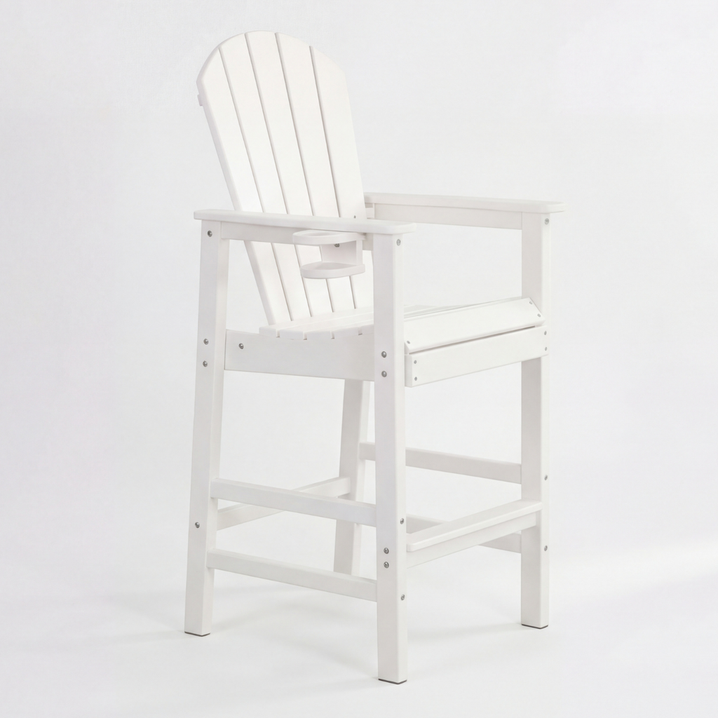 HDPE Bar Height Adirondack Patio Chair Outdoor Bar Chair With Cup Holder And Armrests