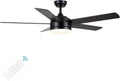 52 Inch Black Ceiling Fan With Dimmable 3 Color LED Lights And Remote