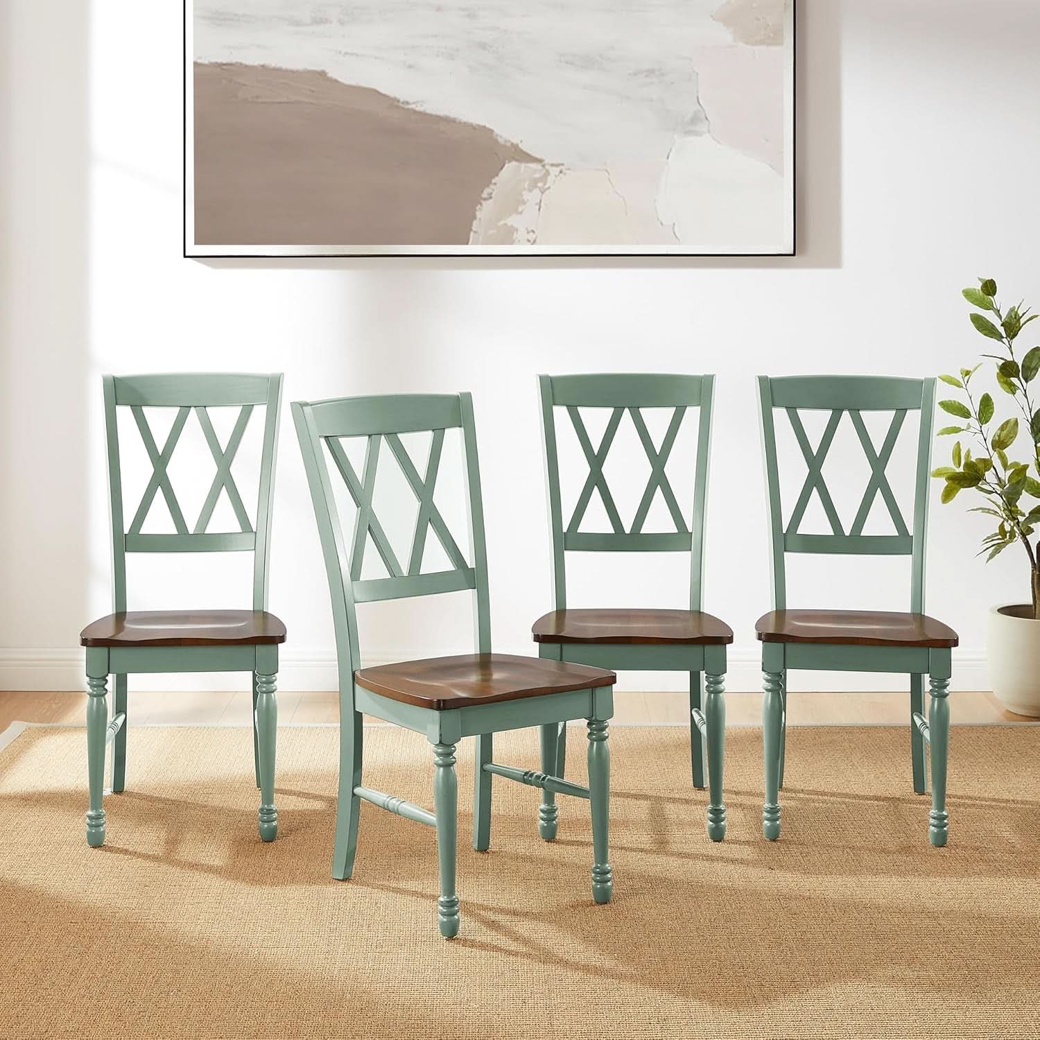 Shelby Distressed Teal XBack Dining Room Chairs Set of 4