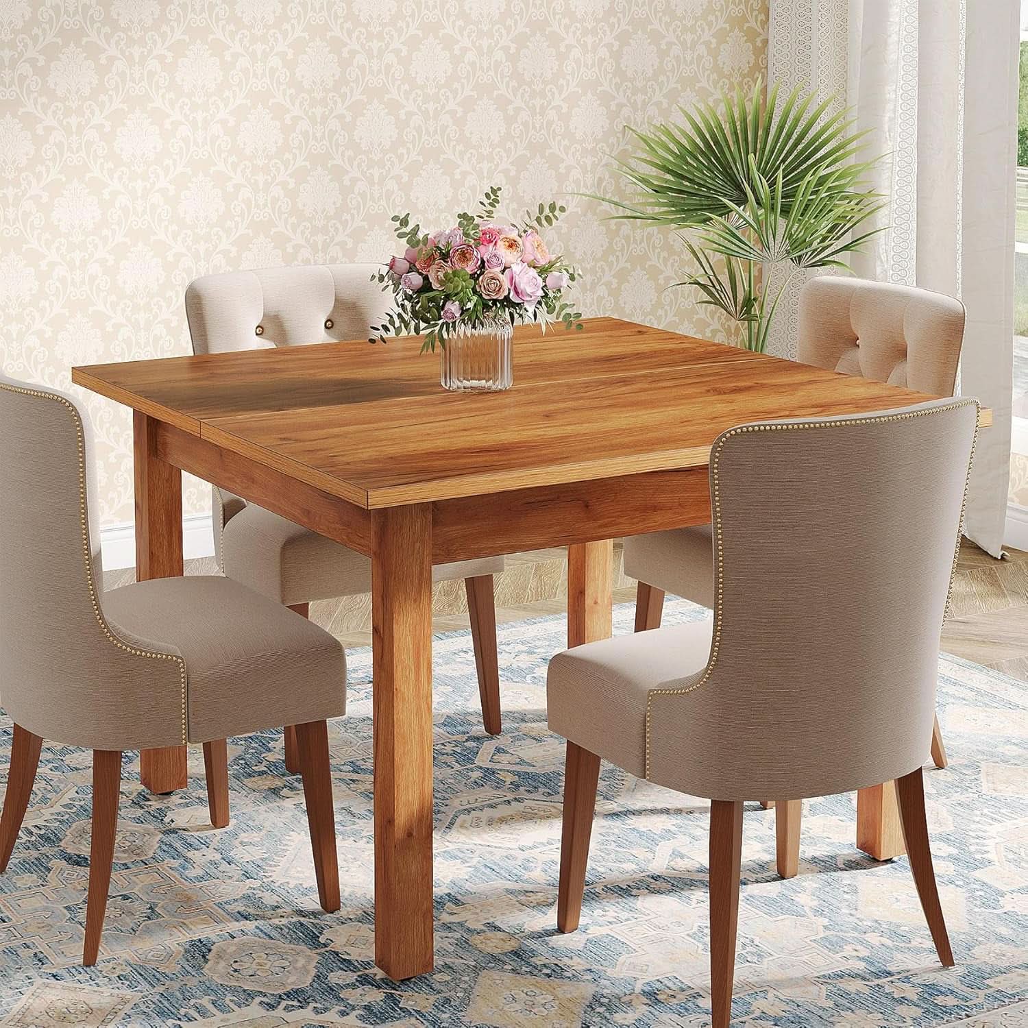 Tribesigns 39 Inch Wood Dining Table Rustic Brown Farmhouse