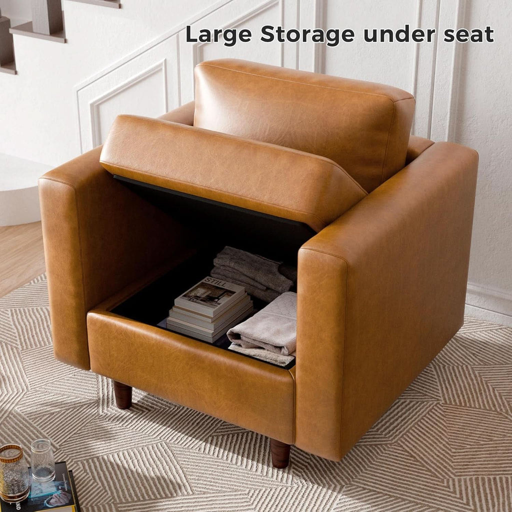 Brown Oversized Reading Armchair With Hidden Storage