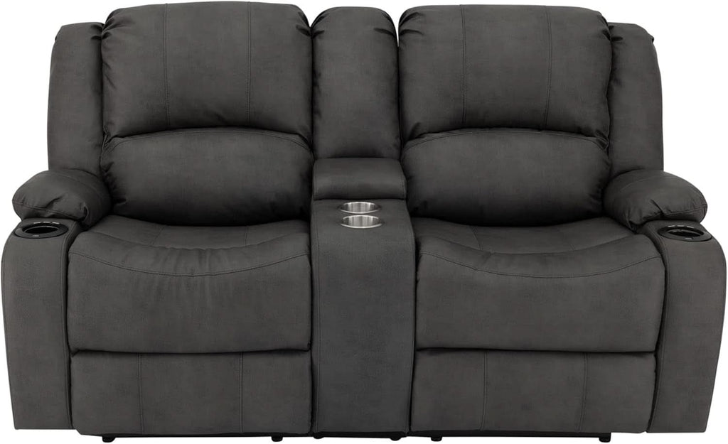 67 Inch Powered Wall Hugger Recliner Sofa Gunmetal Fabric