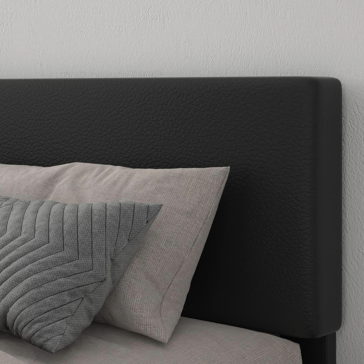 King Size Upholstered Platform Bed Frame With Adjustable Headboard
