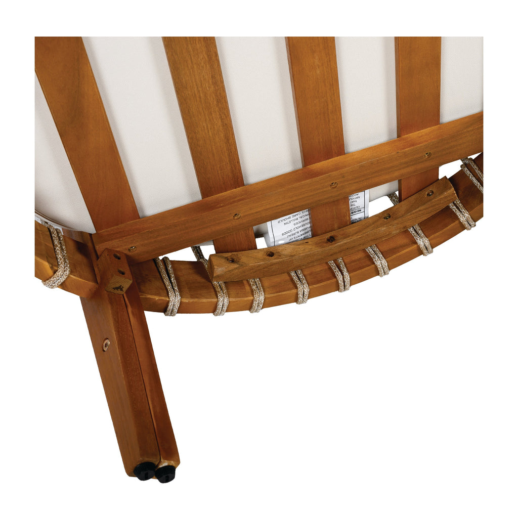 Acacia Wood Outdoor Club Chair with Handwoven Rope Accents & Curved Backrest