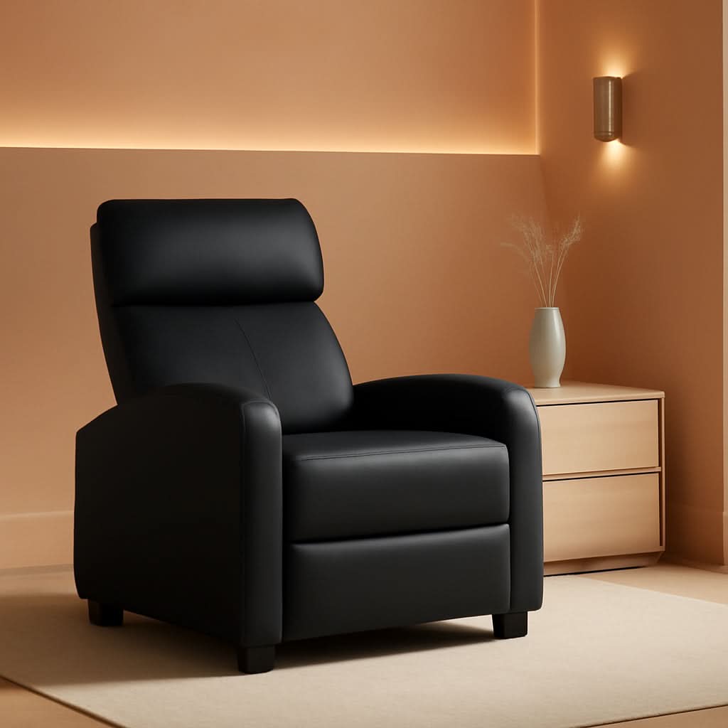 PU Leather Recliner Sofa With Lumbar Support Contemporary