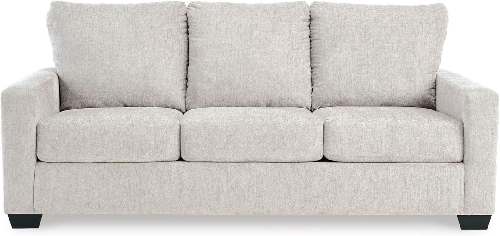 White Queen Upholstered Sleeper Sofa With Gel Memory Foam