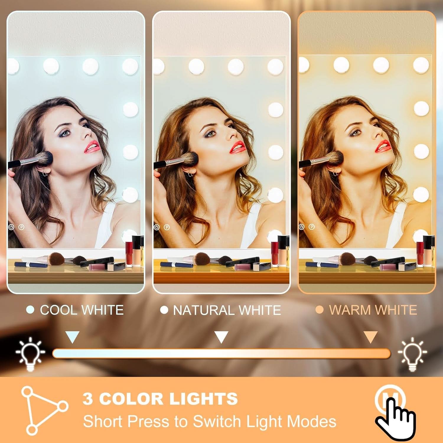 23 Inch Vanity Mirror With Dimmable Lights 10x Magnification
