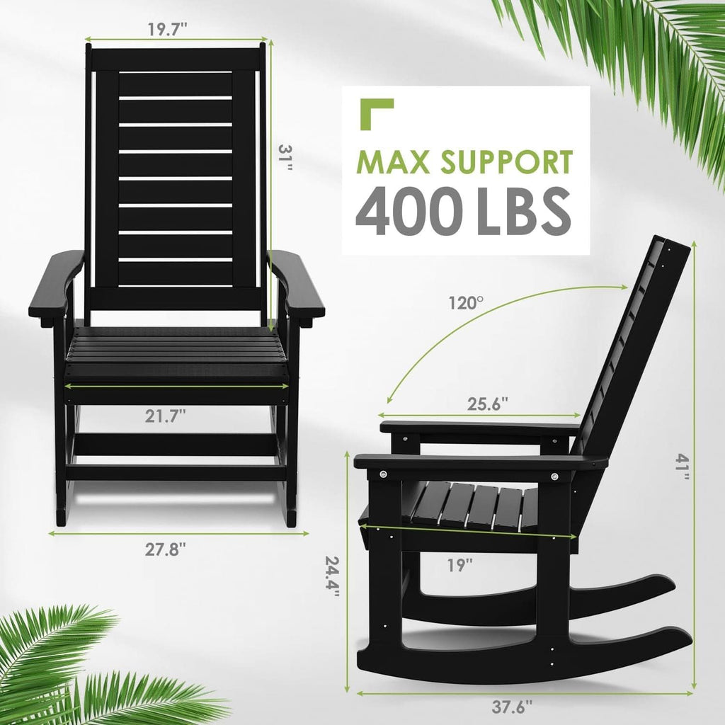 Oversized Outdoor Rocking Chairs Set of Two Black