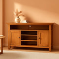 TV Media Stand 54 Inch Wide Golden Brown Cabinet Storage