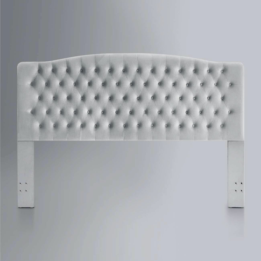 Velvet Tufted King Headboard Stylish Comfortable Gray Design