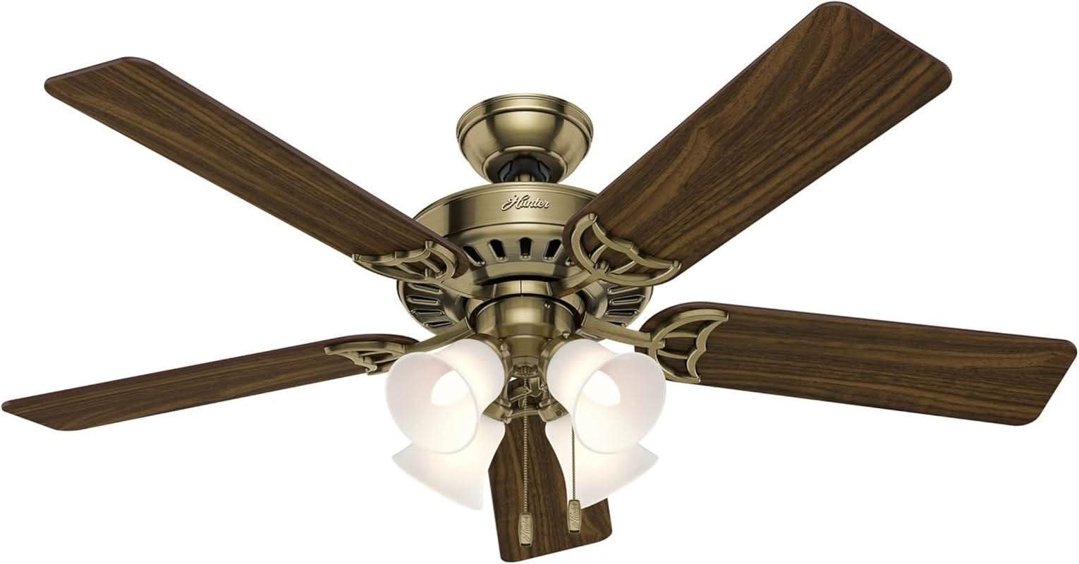 Antique Brass 52 Inch Ceiling Fan With LED Light Kit