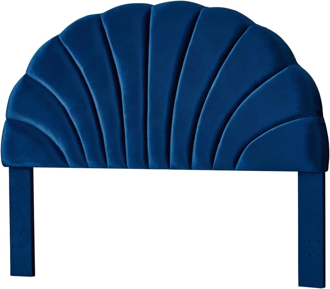Elegant Crown Design Upholstered Velvet King Headboard