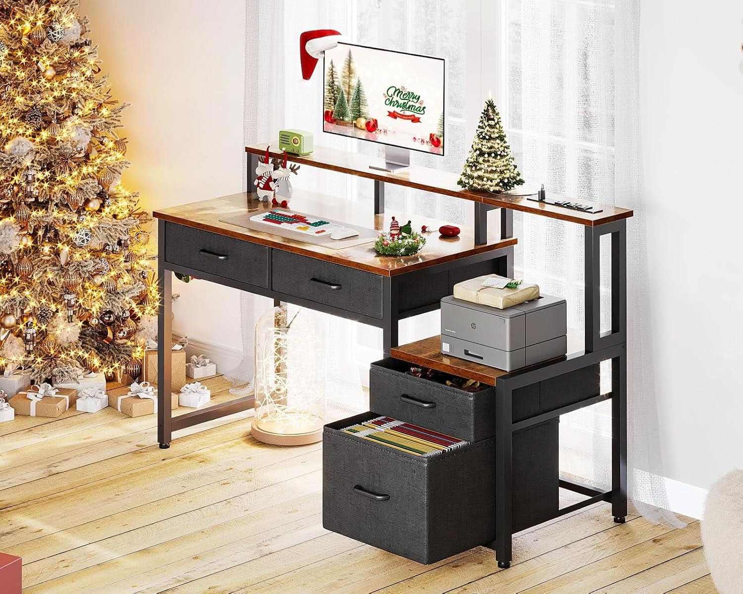 48-Inch Computer Desk With LED Strip And Power Strip