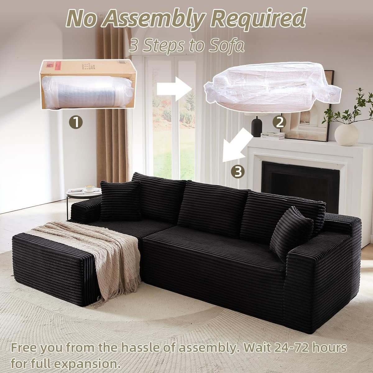 104 Inch L Shape Modular Sectional Couch with Chaise