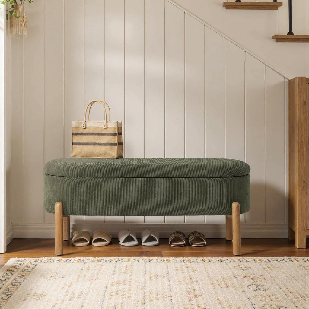 Green Oversized Storage Solution Bench Ottoman Bedroom