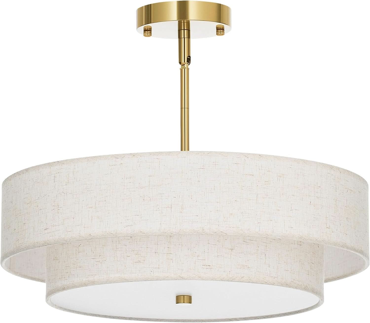 4 Light Drum Chandelier 18 Inch Antique Brass Pendant Light