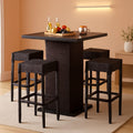 Brown Outdoor Wicker Bar Table Set With Bottle Opener