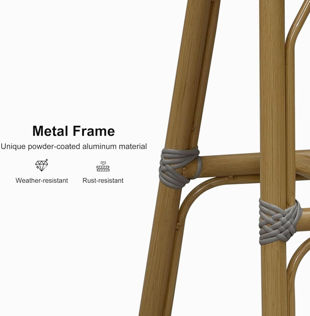 French Style Rattan Bar Stools Set for Outdoor Spaces