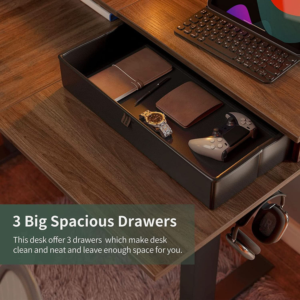63 Inch L Shaped Electric Standing Desk With Drawers