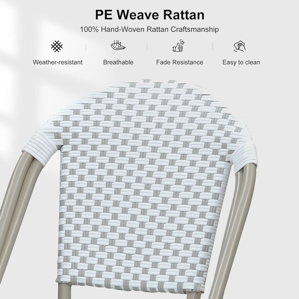 French Style Outdoor Bar Stools Set Of 2 27 Inch White And Grey