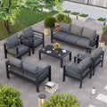 Aluminum Patio Set 7 Piece With Waterproof Covers Grey