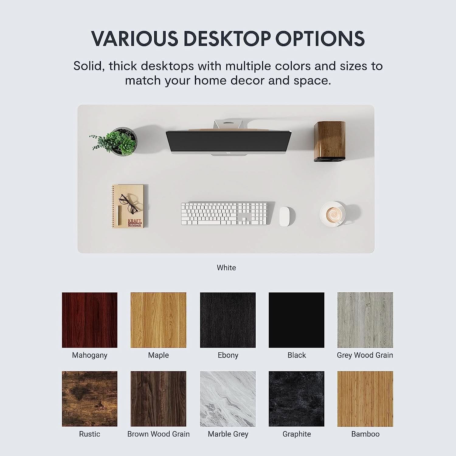 EN1 Electric Standing Desk 48x24 Inches White Frame