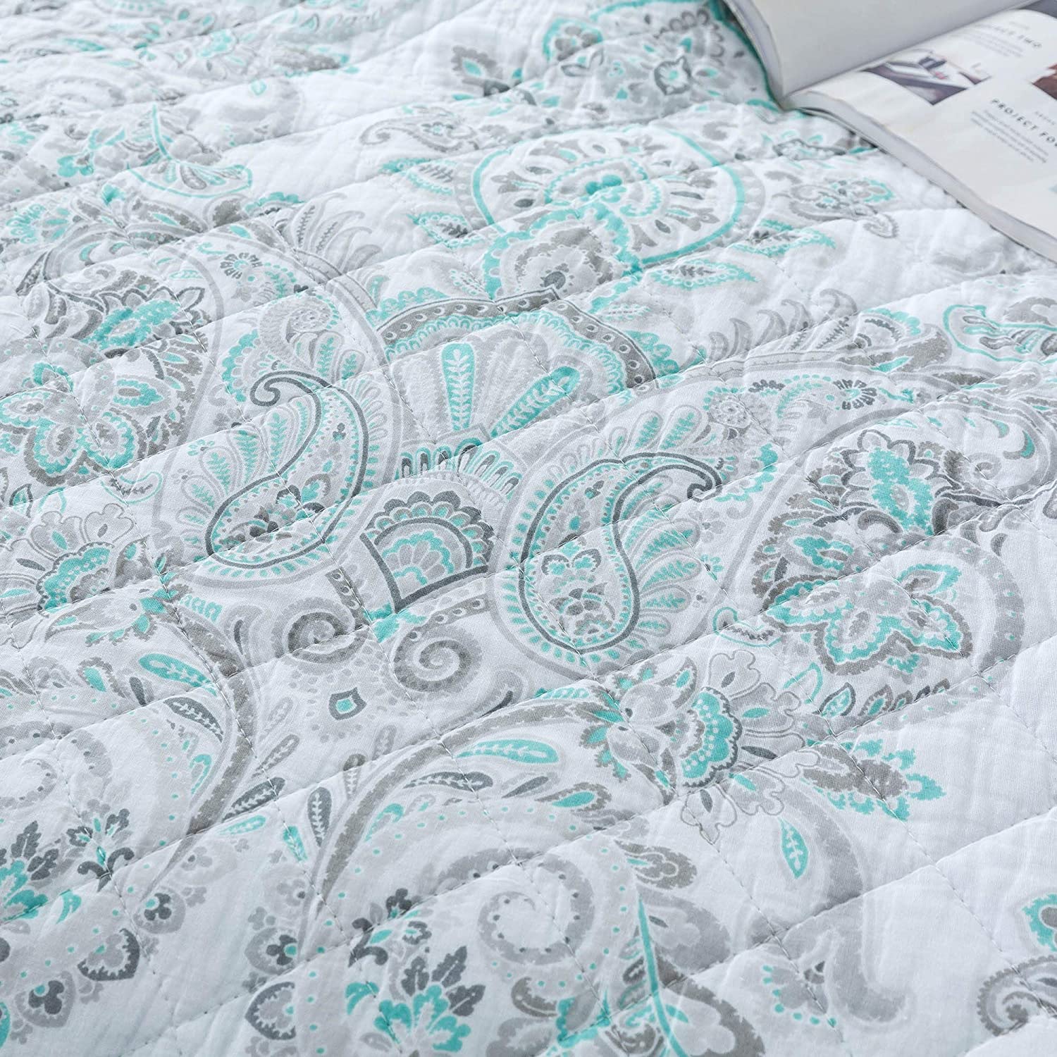 Kasentex 100% Cotton Summer Ultra Soft Floral Design 3 Piece Reversible Bedding Set, Room Decor, Graduation Gifts