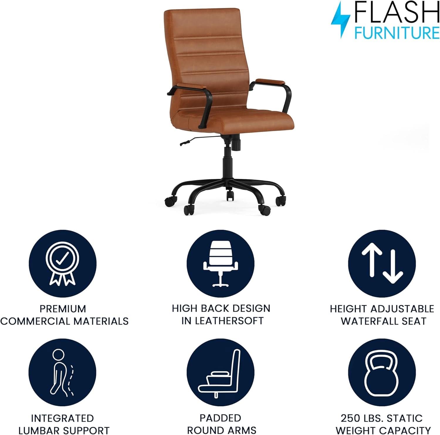 Whitney High Back Leathersoft Desk Chair Adjustable Height