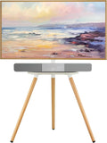 Tripod TV Stand 40-65 Inch White Swivel Wooden Tray