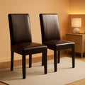 Parson Chair Set of 2 Leatherette Padded Solid Wood