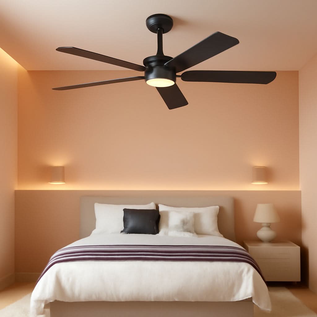 52 Inch Black Ceiling Fan With Lights Remote Control