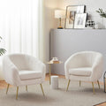 Ivory Boucle Upholstered Accent Chair Removable Cushion