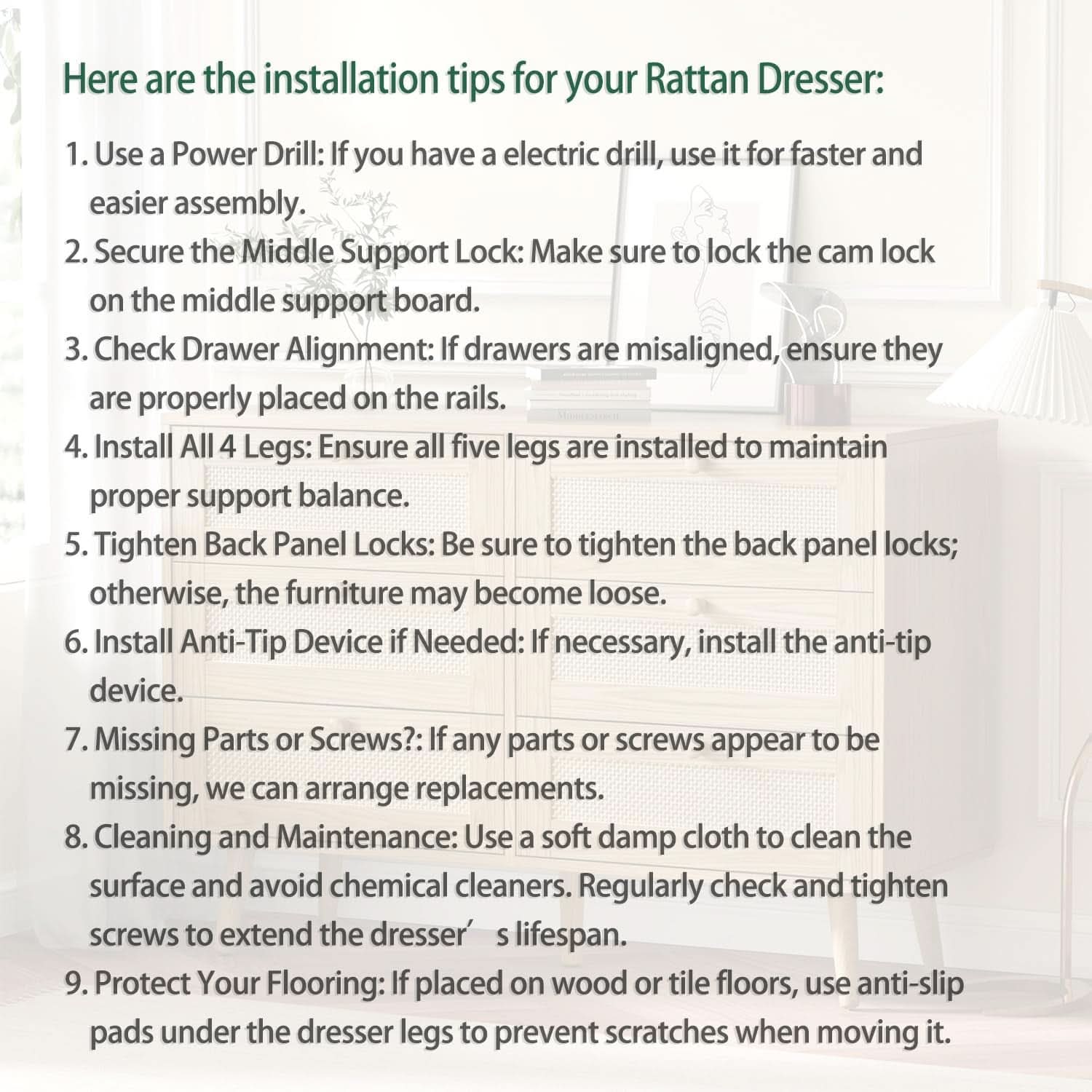 Space-Saving 3-Drawer Rattan Dresser For Bedroom Storage