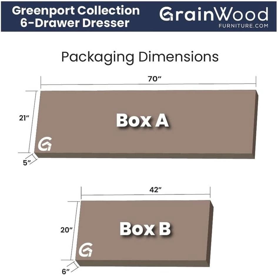 Solid Wood 6-Drawer Dresser With Brushed Grey Finish