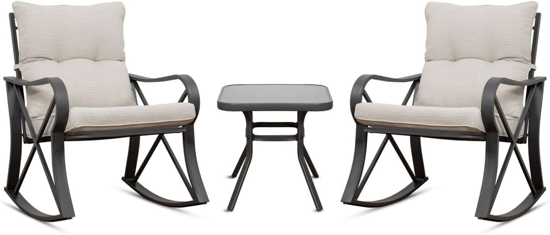 Three Piece Outdoor Bistro Set with Rocking Chairs