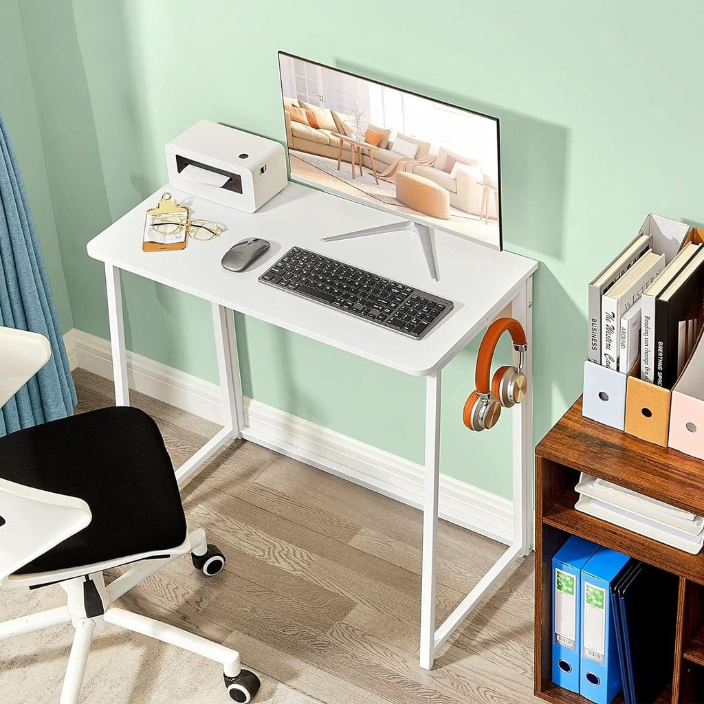 31.5 Inch Folding Desk White For Small Spaces Home Office