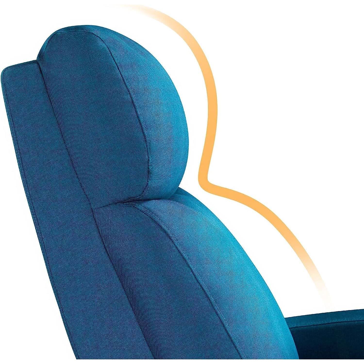 Blue Fabric Recliner Chair For Living Room Comfort