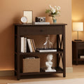 Rustic Bookshelf With Drawer Walnut Brown Industrial Wood And Metal
