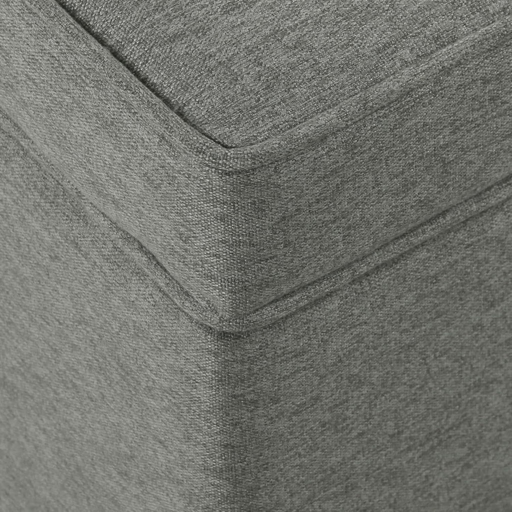 24 Inch Gray Fabric Hidden Storage Ottoman With Hinged Lid