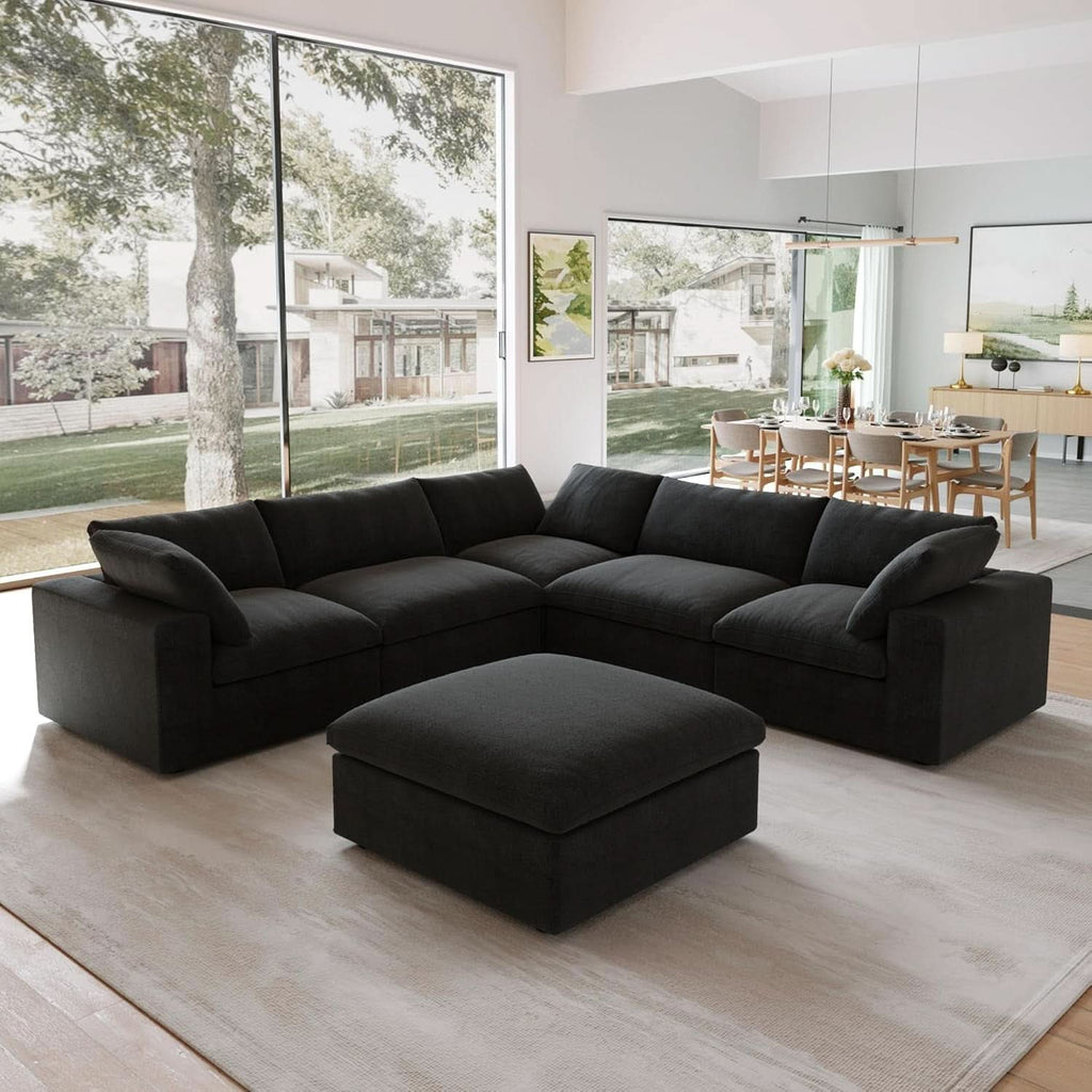 Black Storage Ottoman With Removable Cushion Covers