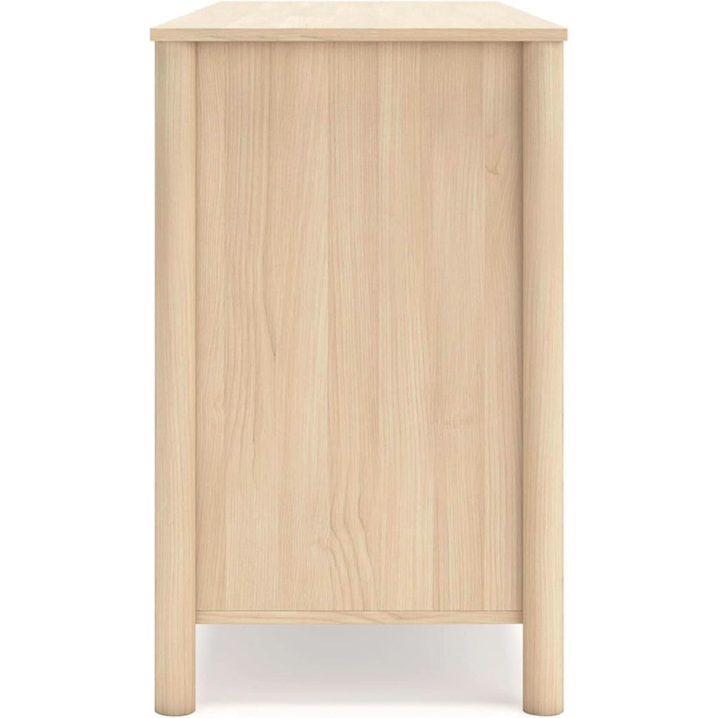 Light Brown Six Drawer Dresser For Bedroom Storage