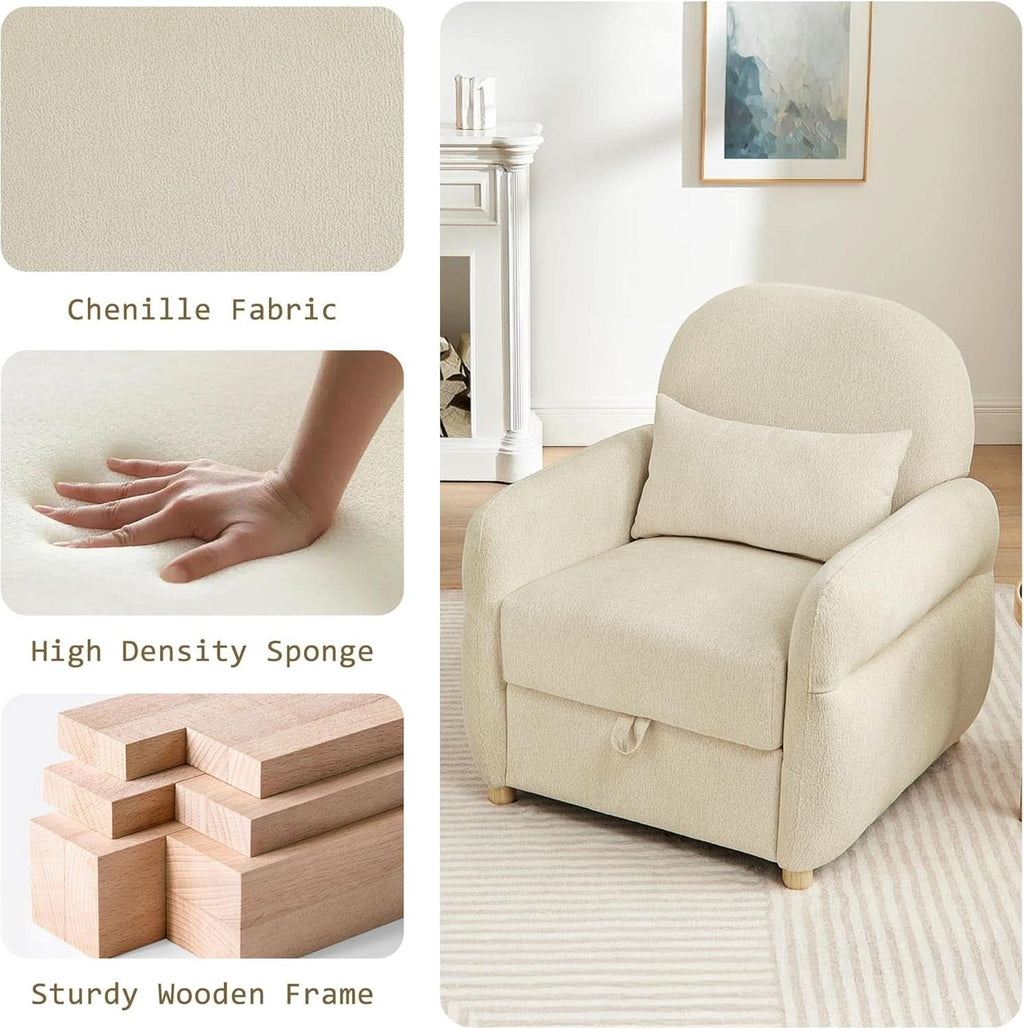 Beige Contemporary Accent Chair With Generous Storage