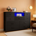 Charcoal Nine Drawer Wardrobe TV Stand With LED Lighting