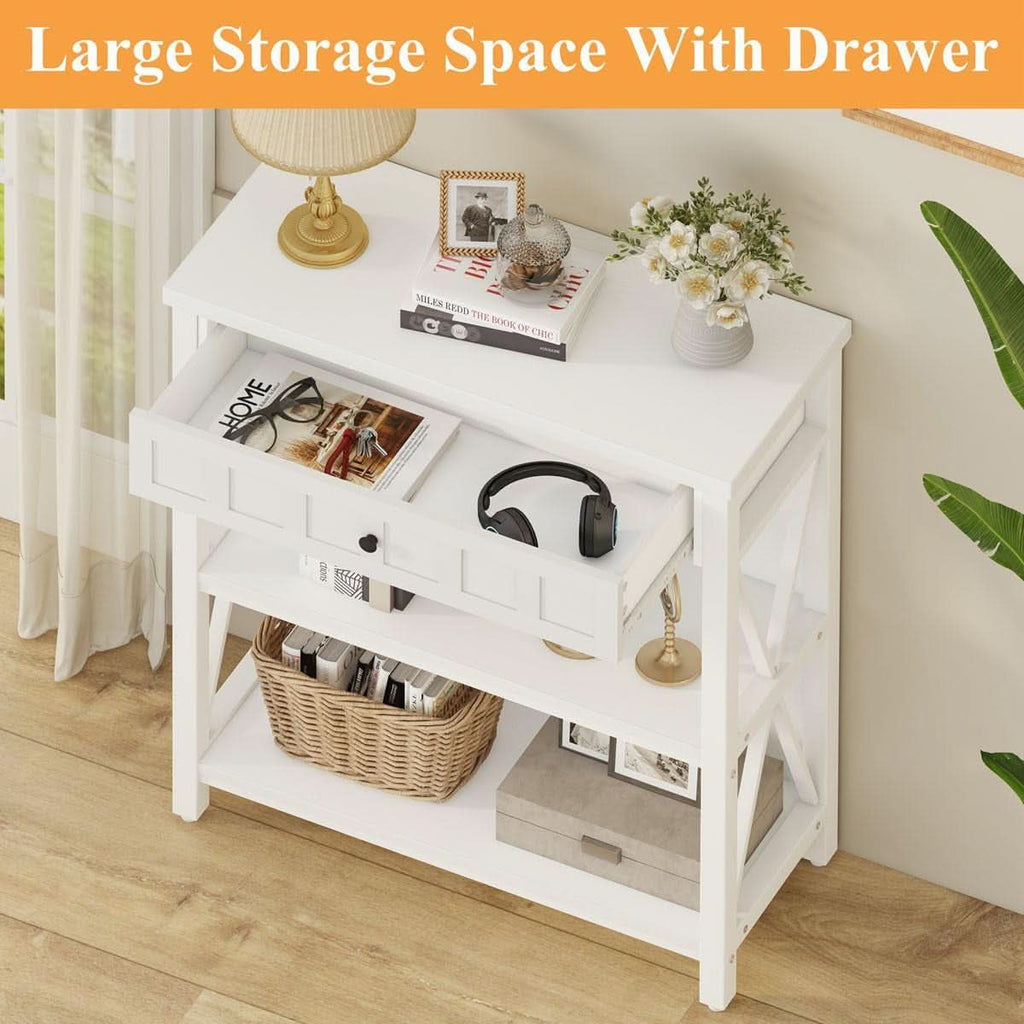 Bookcase With Drawer In White Oak Finish For Living Room