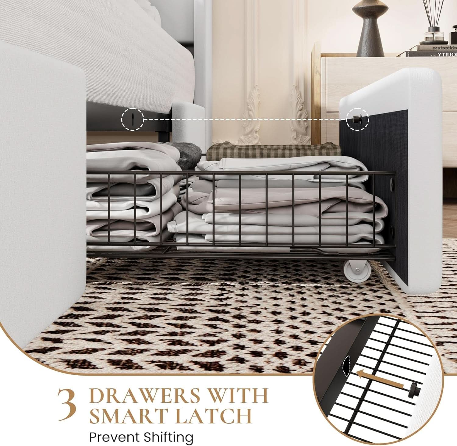 White Velvet Upholstered Bed Frame With USB Type C Ports